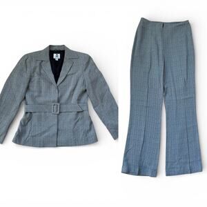 80's Vintage Renfrew Grey Herringbone Tweed Two Piece Blazer and Pants Suit